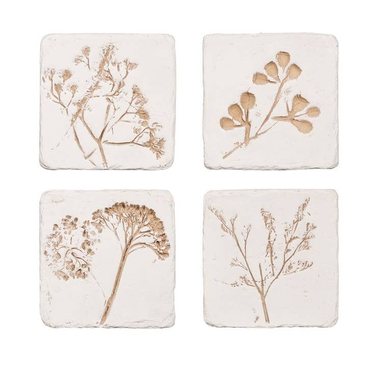 Sass and Belle – wholesale Coasters – Flower Imprint Coasters Set of 4