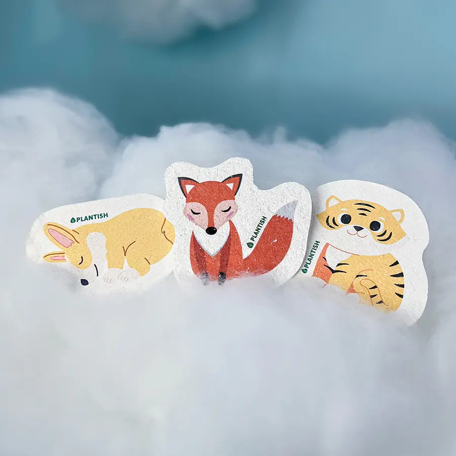 Plantish - Wholesale Cleaning Sponge - Set of 3 Barks and Roars Pop up Sponges1