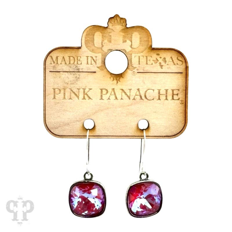 Pink Panache Brands - Wholesale Dangle Earrings - Austrian square crystal hook earring, 12mm32