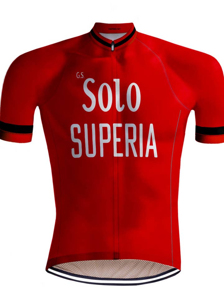 Maglia da ciclismo retrò Solo Superia rossa - REDTED per la vendita all'ingrosso da parte di REDTED