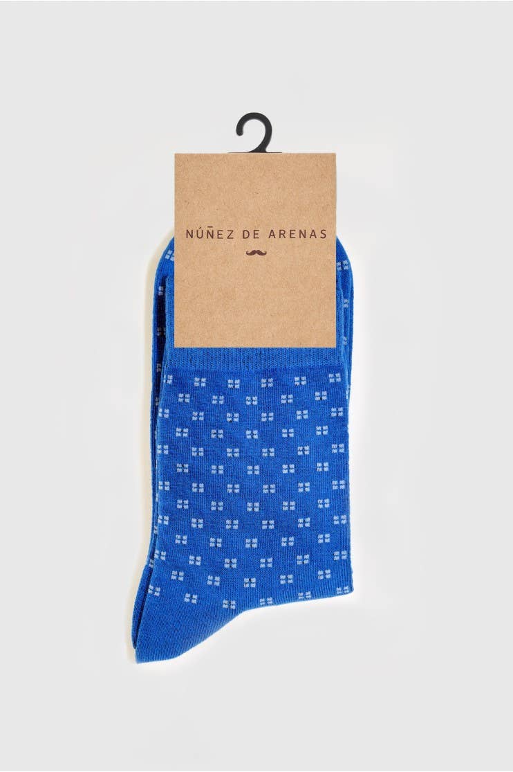 AZULON Blue cotton socks model Cuadrillo for wholesale on Faire