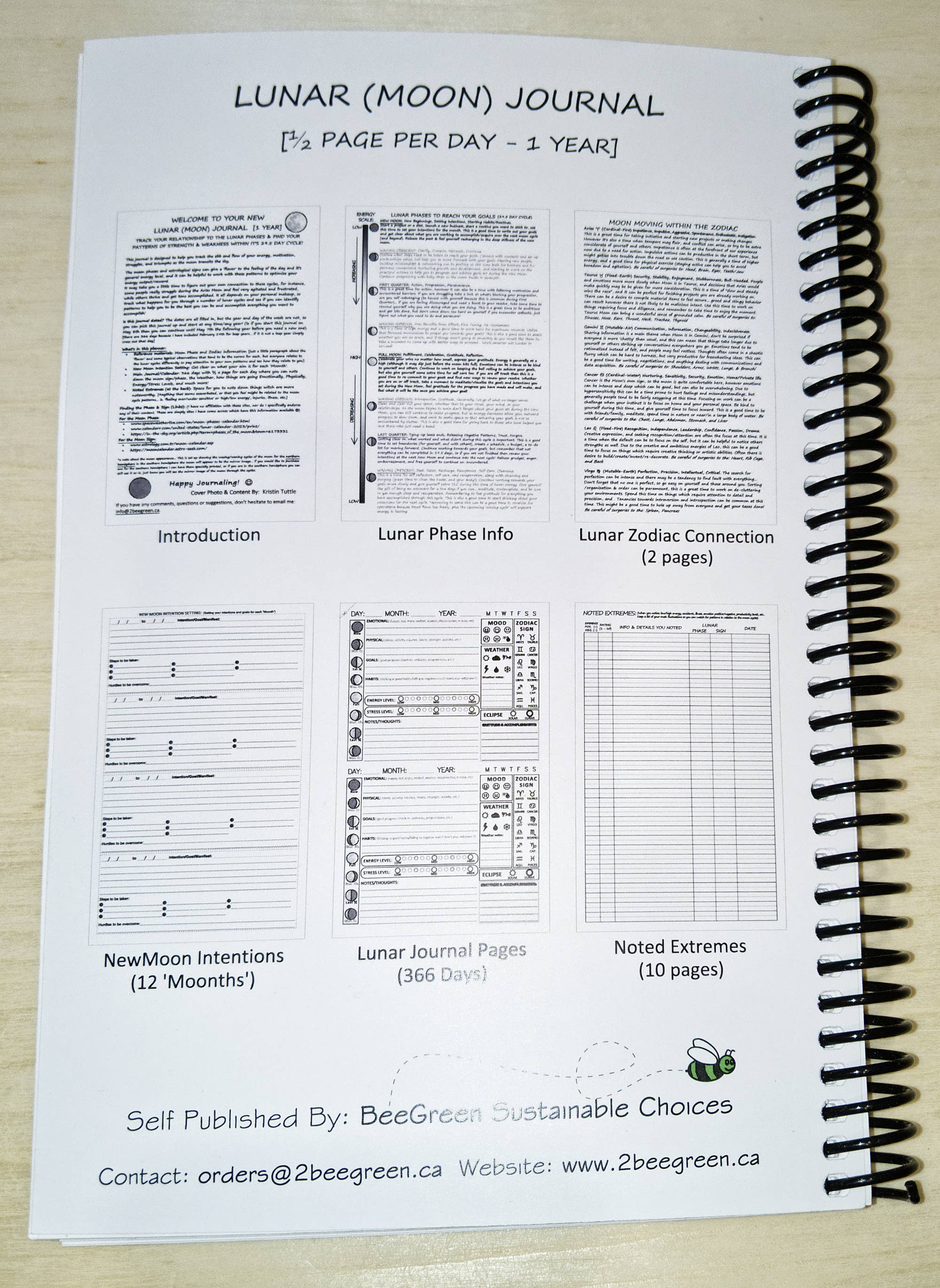 BeeGreen & CraftsPlannersPlus - Wholesale Journal/Diary - Lunar Journal / Moon Journal / undated [Spiral Bound]6