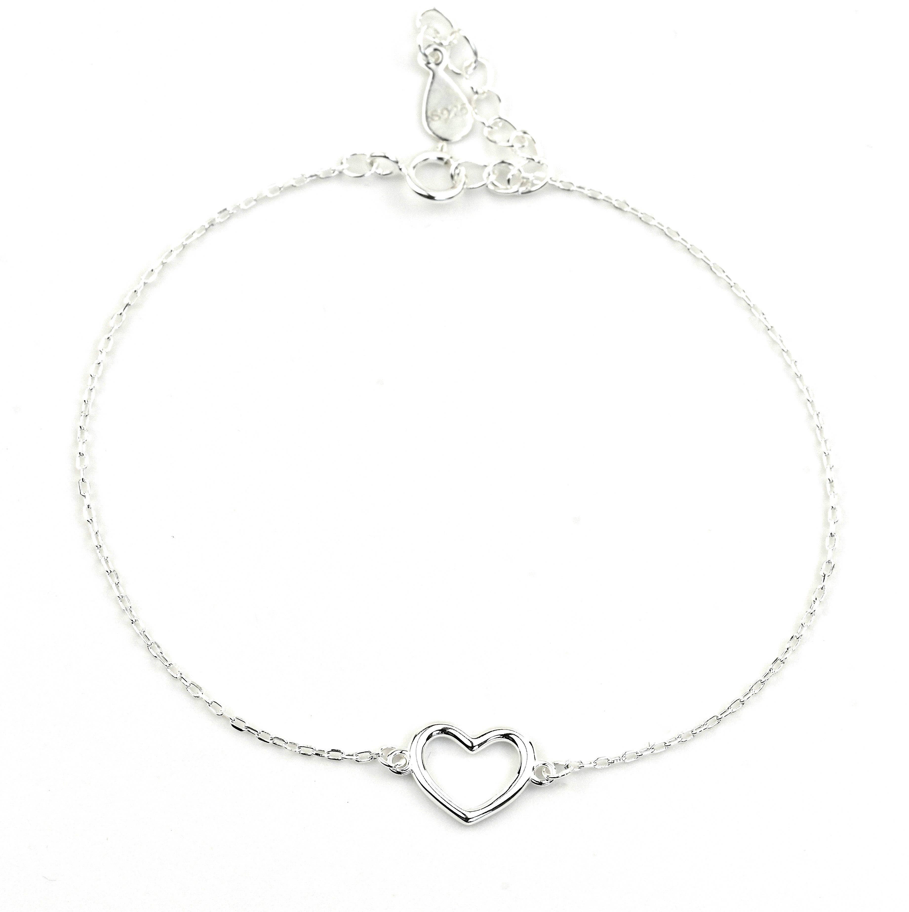 Blueyejewelry – Engroshandel Armbånd med vedhæng – 925 Sølv Hjerte Armbånd - Fint Hjerte Vedhæng Armbånd1