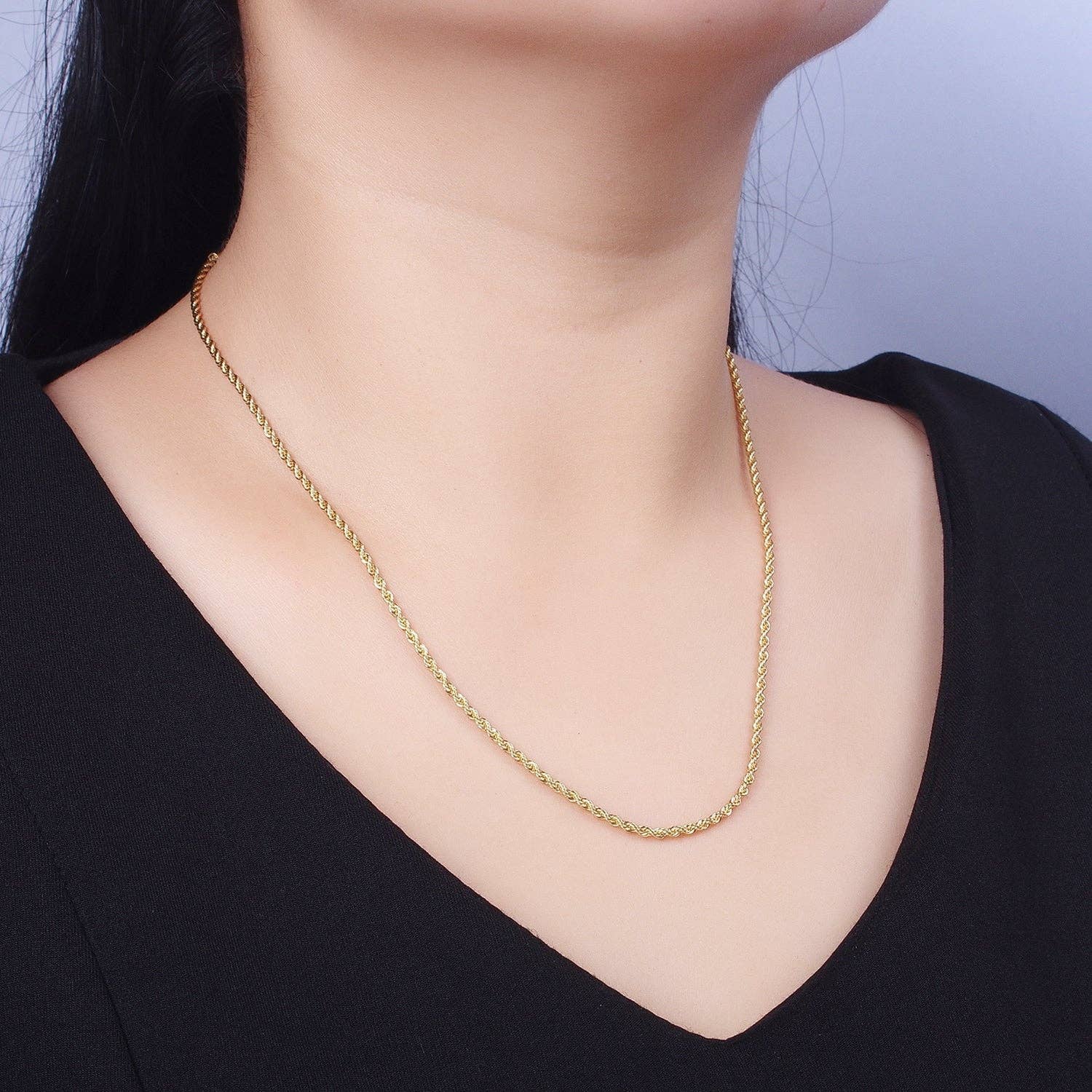 Aim Eternal - Wholesale Link & Chain Necklace - Dainty Gold Rope Chain Necklace Twisted Chain Necklace5