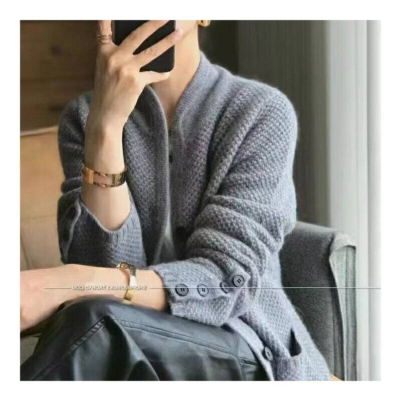 UZ Wholesale Store - Vendita all'ingrosso Cardigan - Donna - Cardigan lavorato a maglia tinta unita alla moda 3