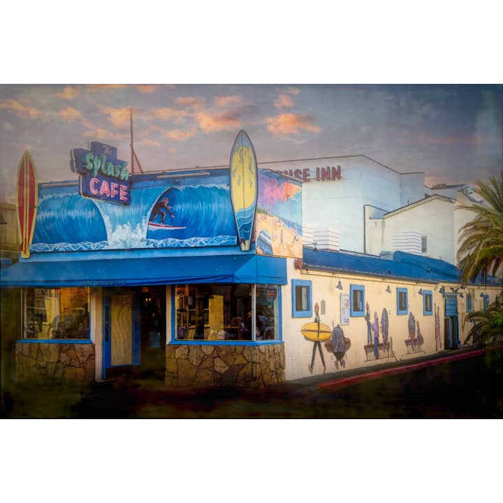 Café de plage classique, Pismo Beach en Californie, bureau, beaux-arts pour la vente par Richard Miles Photos