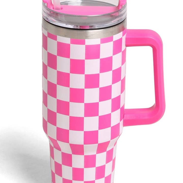 MiMi Wholesale - Vente Gourde/bouteille isotherme - Gobelet à carreaux TUM802 de 40 oz avec poignée8