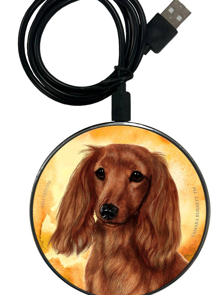 Carregador de Telemóvel Zoomies - Dachshund de Pelo Longo Vermelho por atacado de Pet Gifts USA, LLC