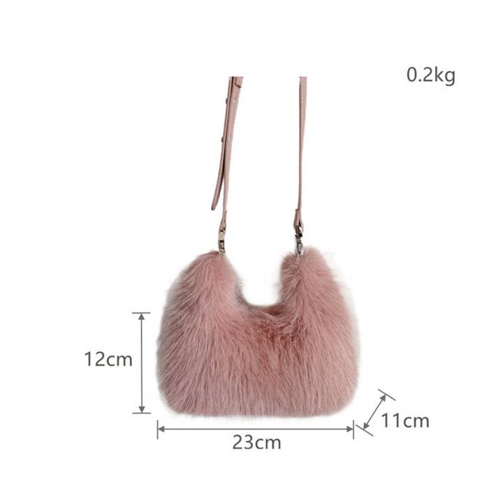 Dipped Shop - Wholesale Clutch Bag - Women's - Trendy Faux Fox Fur Mini Furry Evening Bag DP25G6577