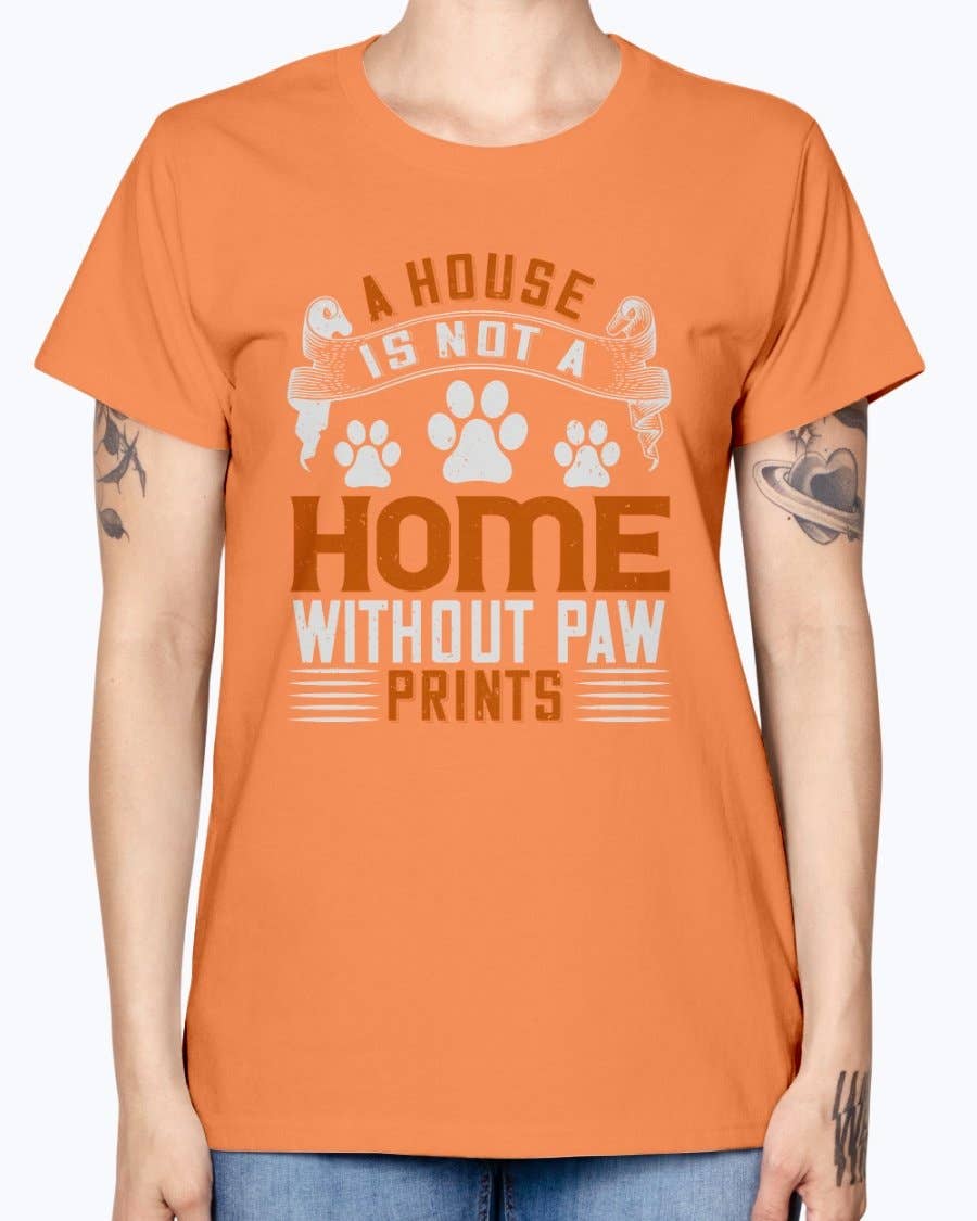 tshirt unlimited – Großhandel T-Shirt mit Siebdruck – Damen – Ein Haus ist kein Zuhause ohne Pfotenabdrücke - Hund- Missy T-Shirt6