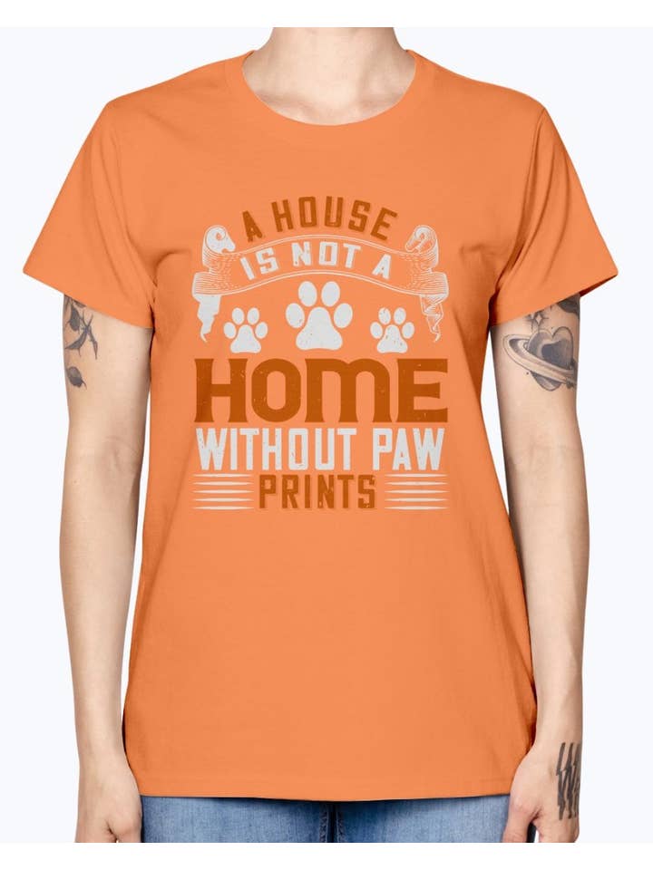 tshirt unlimited – Großhandel T-Shirt mit Siebdruck – Damen – Ein Haus ist kein Zuhause ohne Pfotenabdrücke - Hund- Missy T-Shirt6
