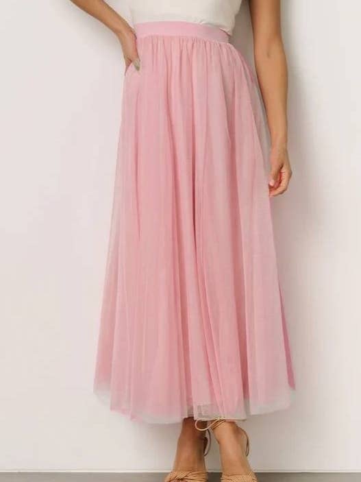 Rosa Clothing - Wholesale Skirt - Women's - 20 colors Flowy elasticated waistband Tulle Skirt