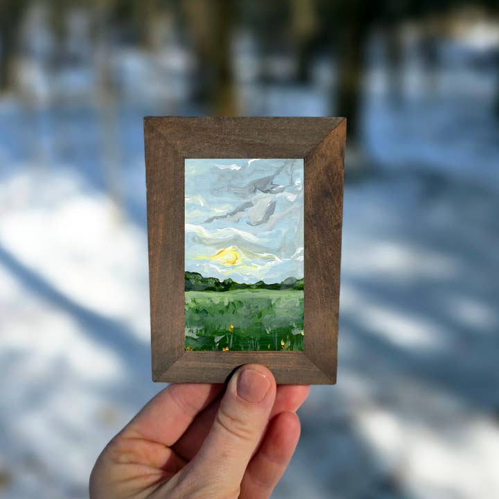 Impression de paysage de champ de fleurs encadrée pour la vente par The Cranberry Finch