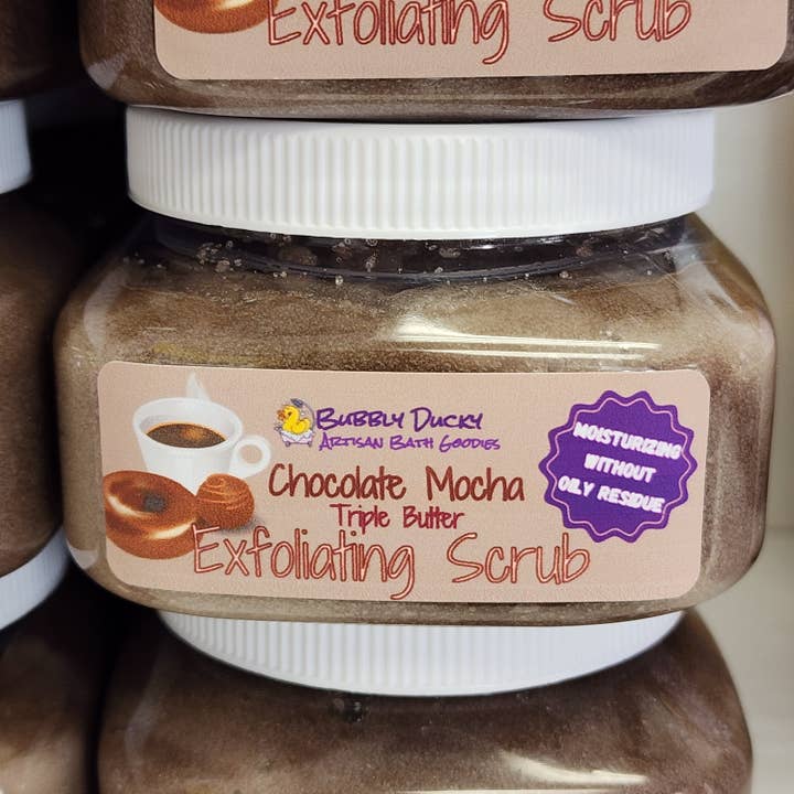 "Chocolate Mocha" Triple Butter Exfoliating Scrub for wholesale by Bubbly Ducky