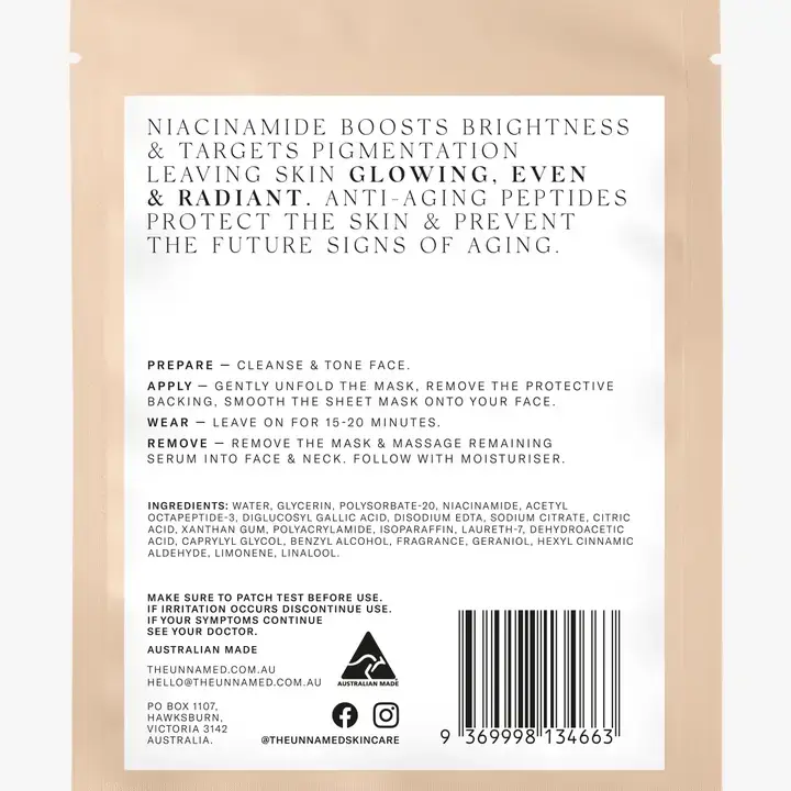 The Unnamed - Wholesale Skincare Face Mask - Brightenting & Anti-Aging Sheet Mask Bulk Buy4