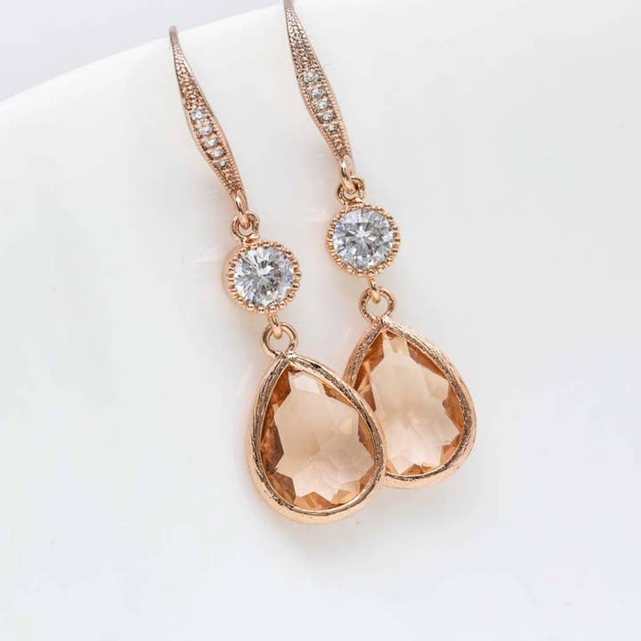 Catalea - Venta al por mayor Pendientes colgantes - Pendientes Bari oro rosa melocotón2