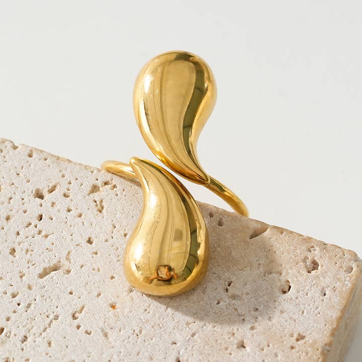 Eclat Paris - Wholesale Multi-Finger Ring - Thick Drop Point Spiral Gold Ring