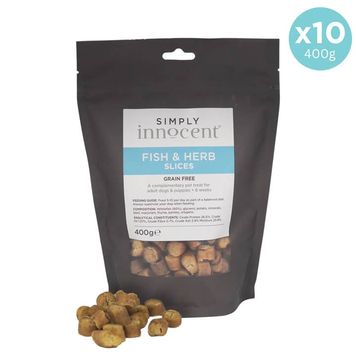Simply Innocent - Fish & Herb Slices 400g for wholesale by The Innocent Hound