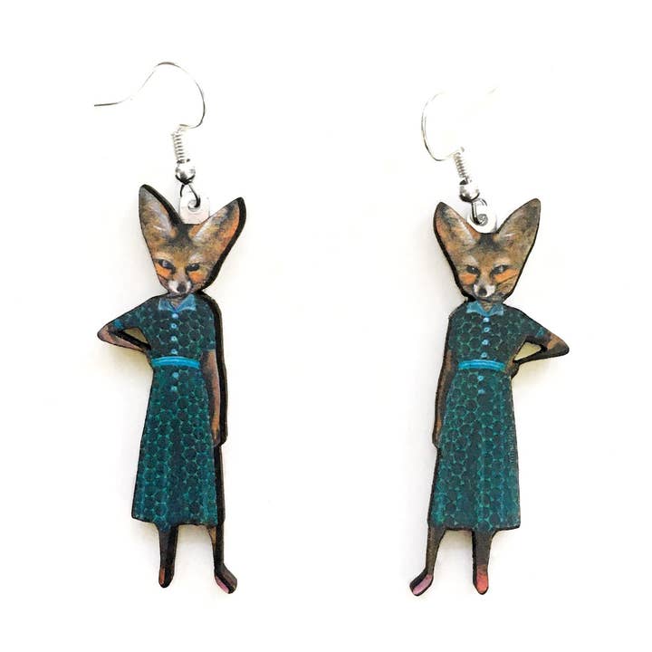 Fox Lady Earrings for wholesale by Pergamo Paper Goods