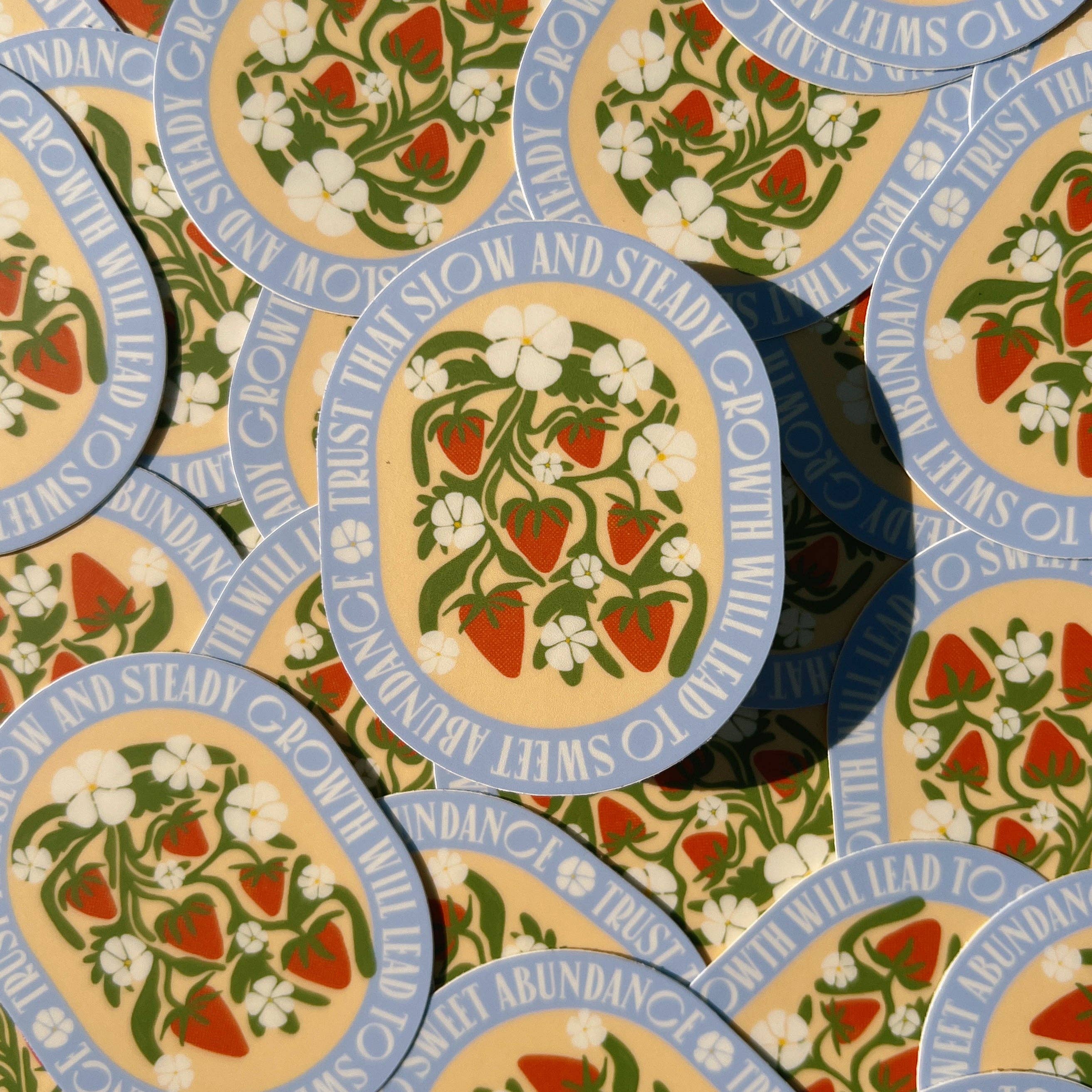 The SoulShine Co. - Wholesale Sticker - Strawberry Abundance Quote - Vinyl Sticker2