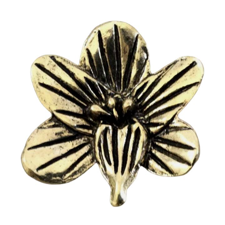 Only Beads - Vente Breloques/médailles personnalisées - Pendentif Fleur d'Orchidée en Laiton Oxydé – Charm Floral avec Bélière0