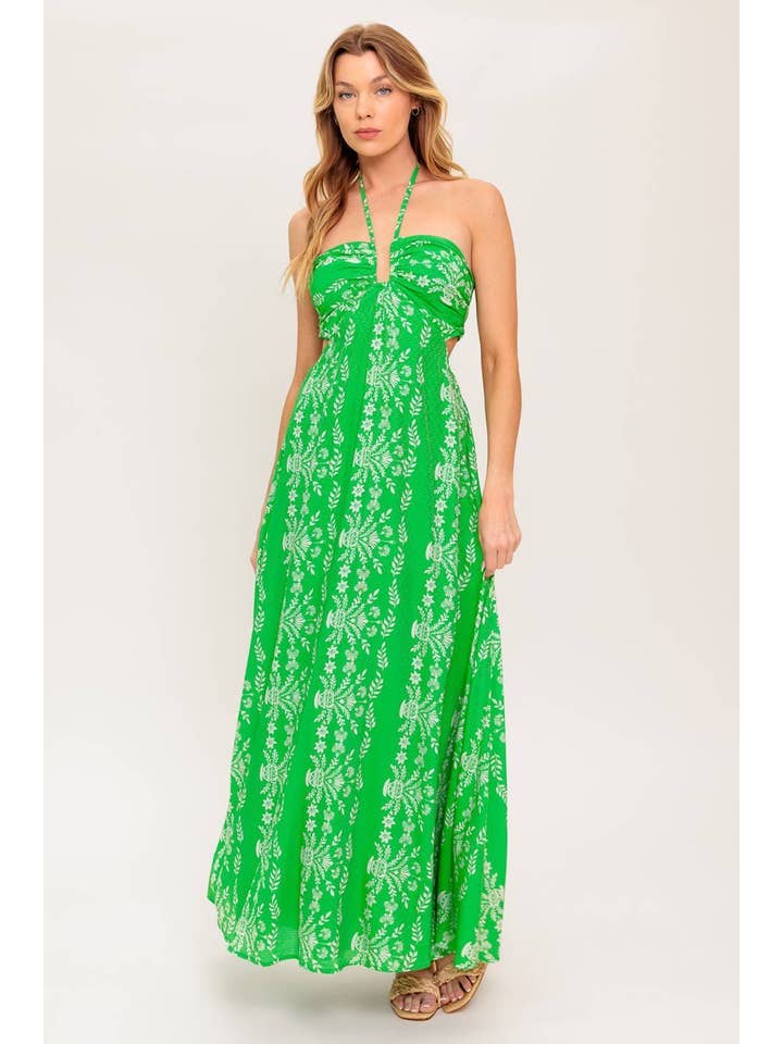 Green A printed woven maxi dress - ID22377 for wholesale on Faire