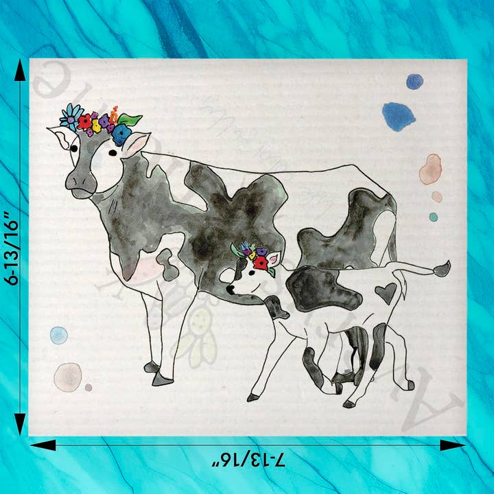 Cow & Baby Swedish Dishcloth – Gentle Farm Love for wholesale by Avery's Home