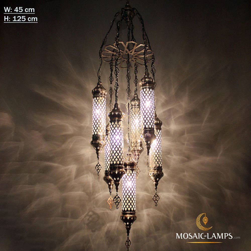 Mosaic Lamps – wholesale Chandelier/hanging light – 7pc Moroccan Chandelier Lighting Set, Metal0