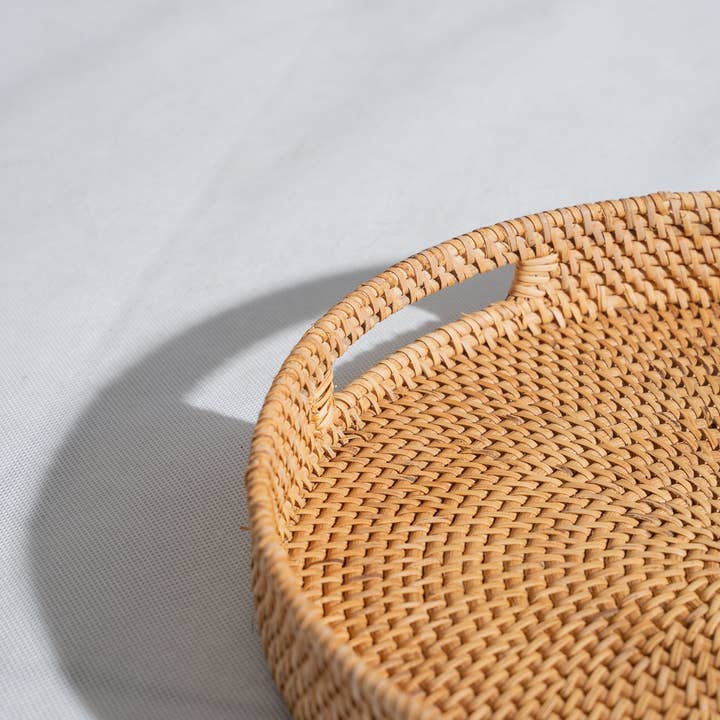 Office Objets - Wholesale Basket - Set of three handcrafted Indonesian wicker baskets in natural rattan (caramel)121
