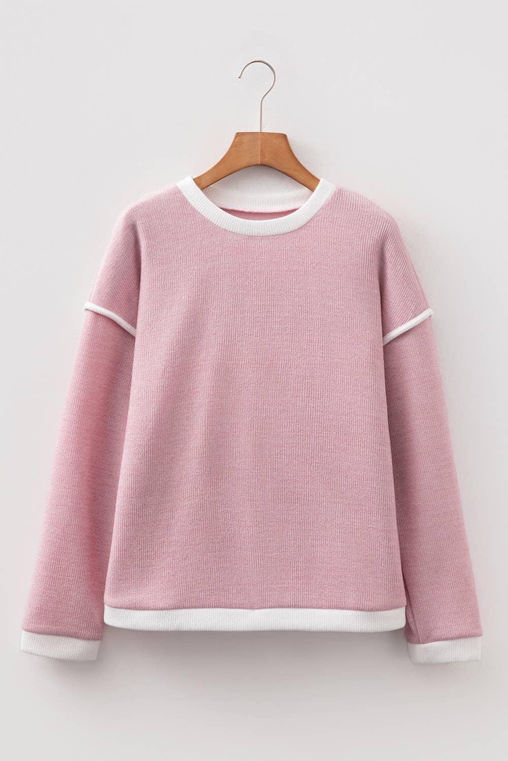 66DISCO - Wholesale Knit Top - Women's - 66Contrast Trim Knitted Drop Shoulder Plus Size Top (S-XL)2