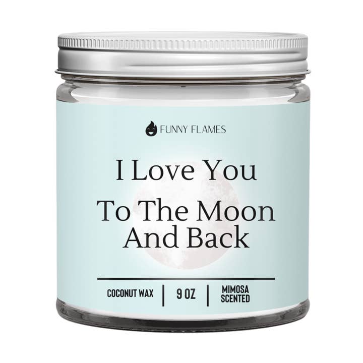 Vela Regalable «I Love You To The Moon and Back» BFF para venta al por mayor de Funny Flames Candle Co - Les Creme