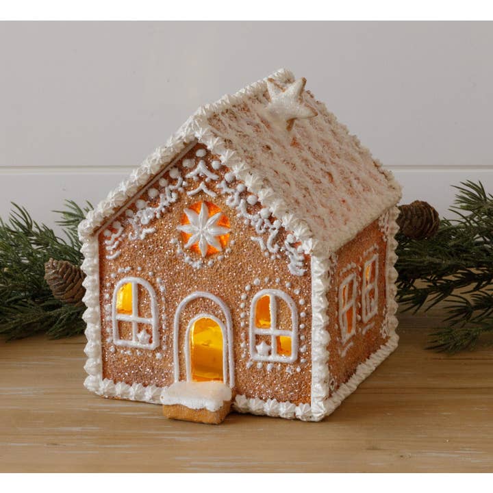 Audrey's Home & Gift - Wholesale Christmas Decoration - Lighted Gingerbread House With Snowy Roof (PC)