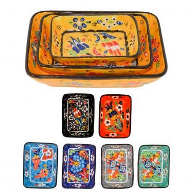 Access by Mediterranean Concepts - Vente Assiettes/plats/bols de décoration - Plat rectangulaire Mezze en céramique Relief Design - Taille 20