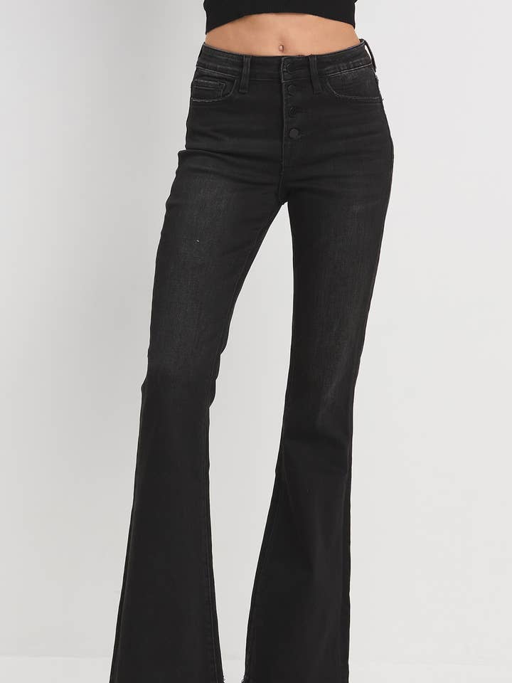 Washed Black High Rise Flare for wholesale on Faire
