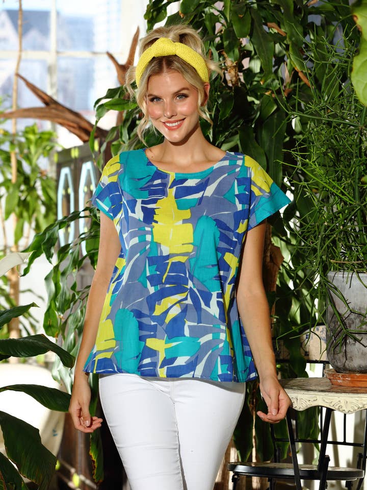 Blues Leaf Kona Tee for wholesale by KikiSol