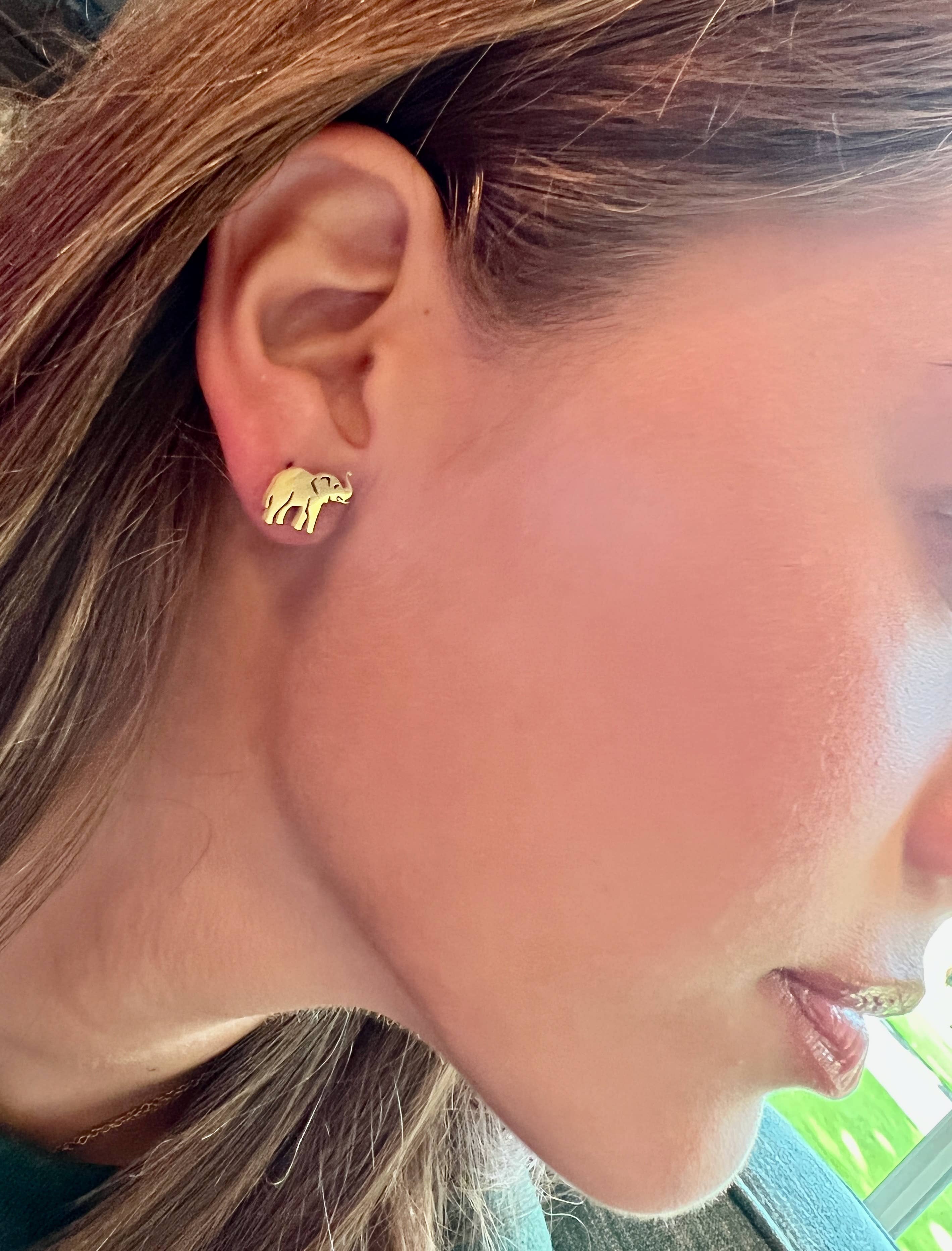 Steele Sloan Designs - Wholesale Stud/Post Earrings - Cute Elephant Earrings, Gold Stud Elephant Earrings, Alabama3