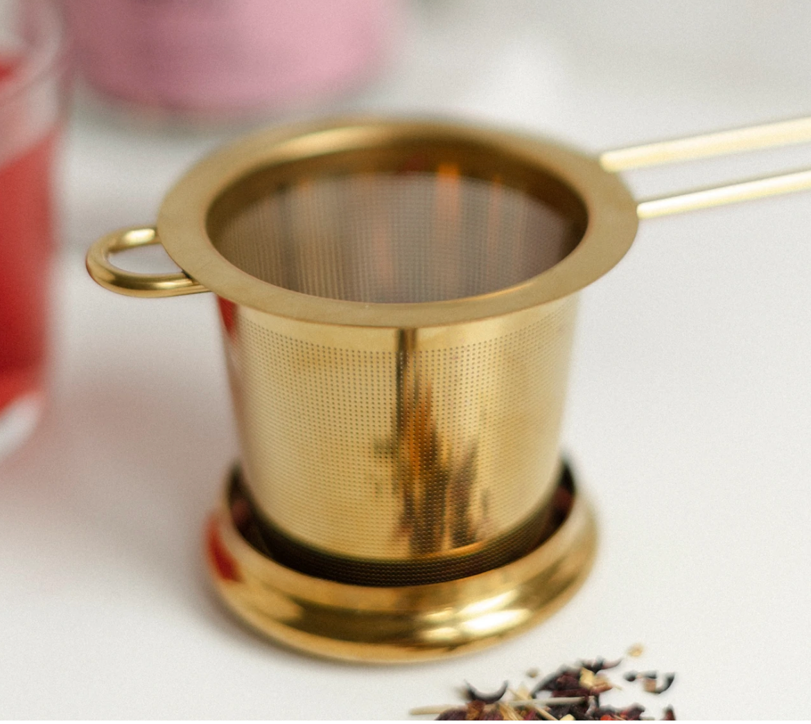 Lake & Oak Tea Co. - Wholesale Tea Strainer/Infuser - Gold Goddess Tea Strainer3