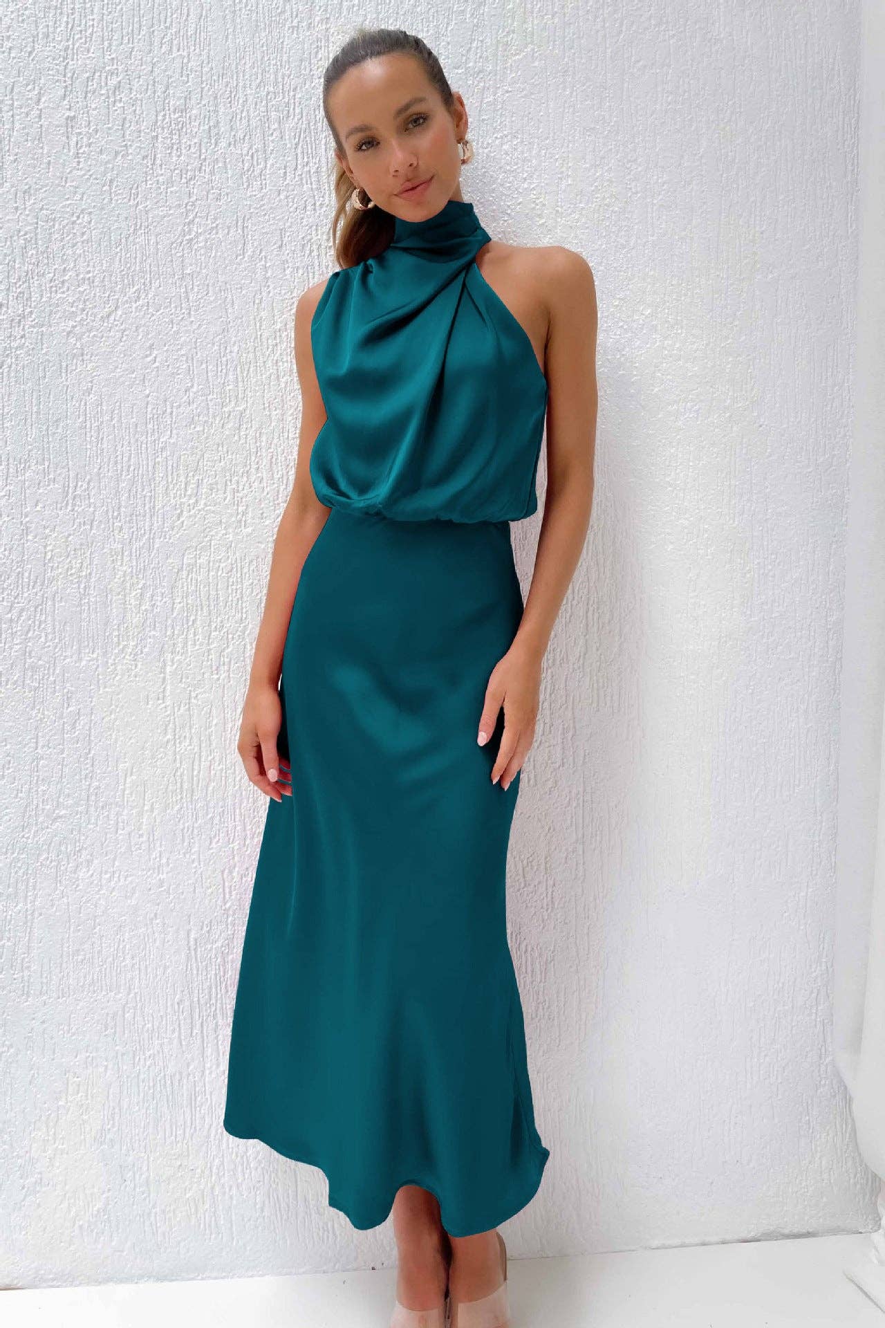 Sweetkama - Wholesale Dress - Women's - Ladies Eleganr Sleeveless Satin Midi Dress GQQT45