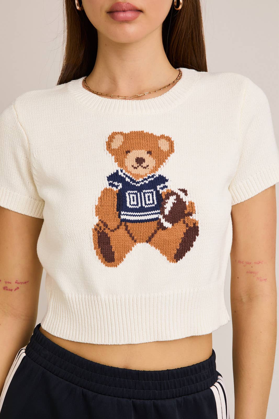 LE LIS - Wholesale Knit Top - Women's - SHORT SLEEVE CREW NECK TEDDY BEAR SWEATER TOP10