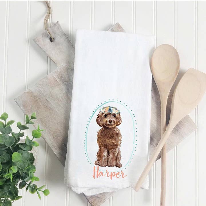The Preppy Pineapple Home - Wholesale Tea Towel - Brown Cockapoo Tea Towel1