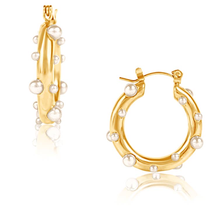 Ellie Vail Jewelry - Wholesale Hoop Earrings - Ellie Vail - Nicoletta Pearl Hoop Earring