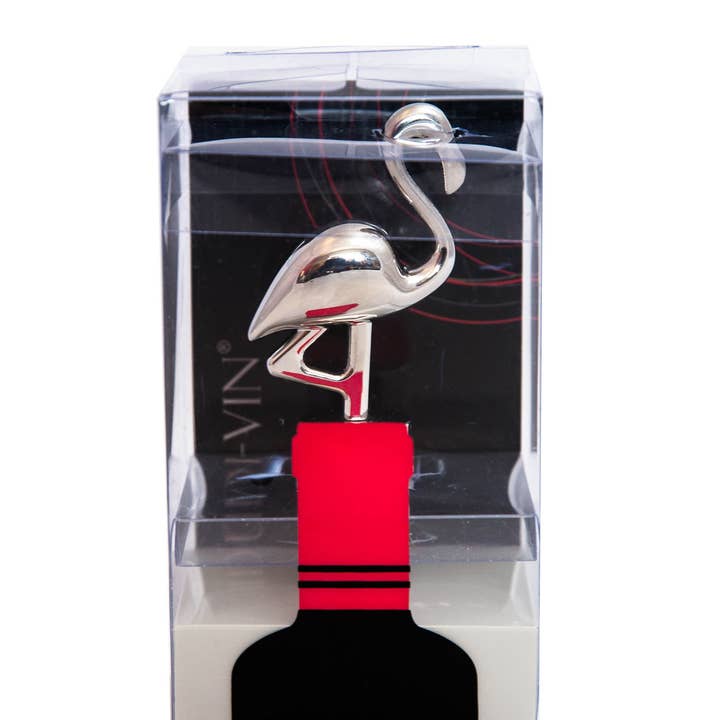 VINOLEM - Wholesale Wine Stopper - Ludi-Vin Silver Flamingo Stopper2