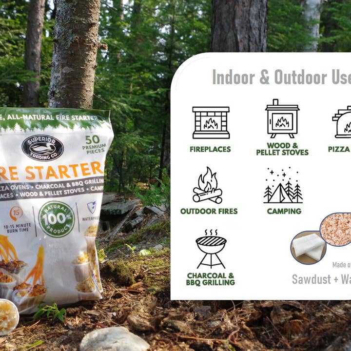 Superior Trading Co. - Wholesale Charcoal - All Natural Firestarters for BBQ, Charcoal, grill