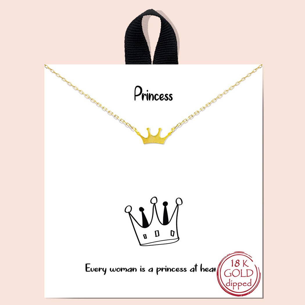 GD Gold-Dipped Princess Crown Charm Necklace for wholesale on Faire0
