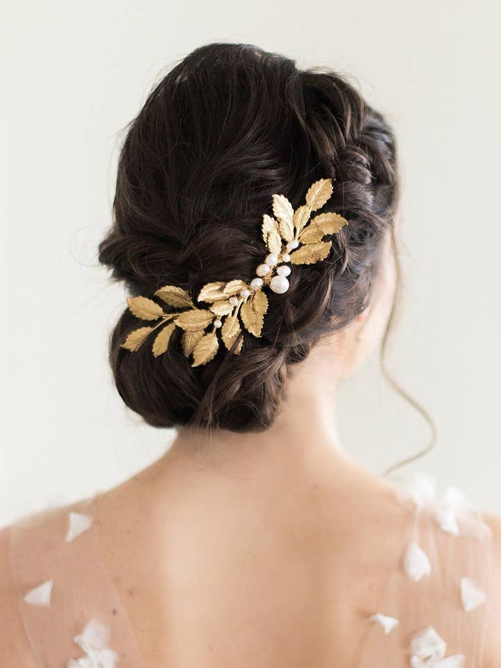 Peineta Nupcial Freya Hoja Dorada para venta al por mayor de Miss Foxine Couture