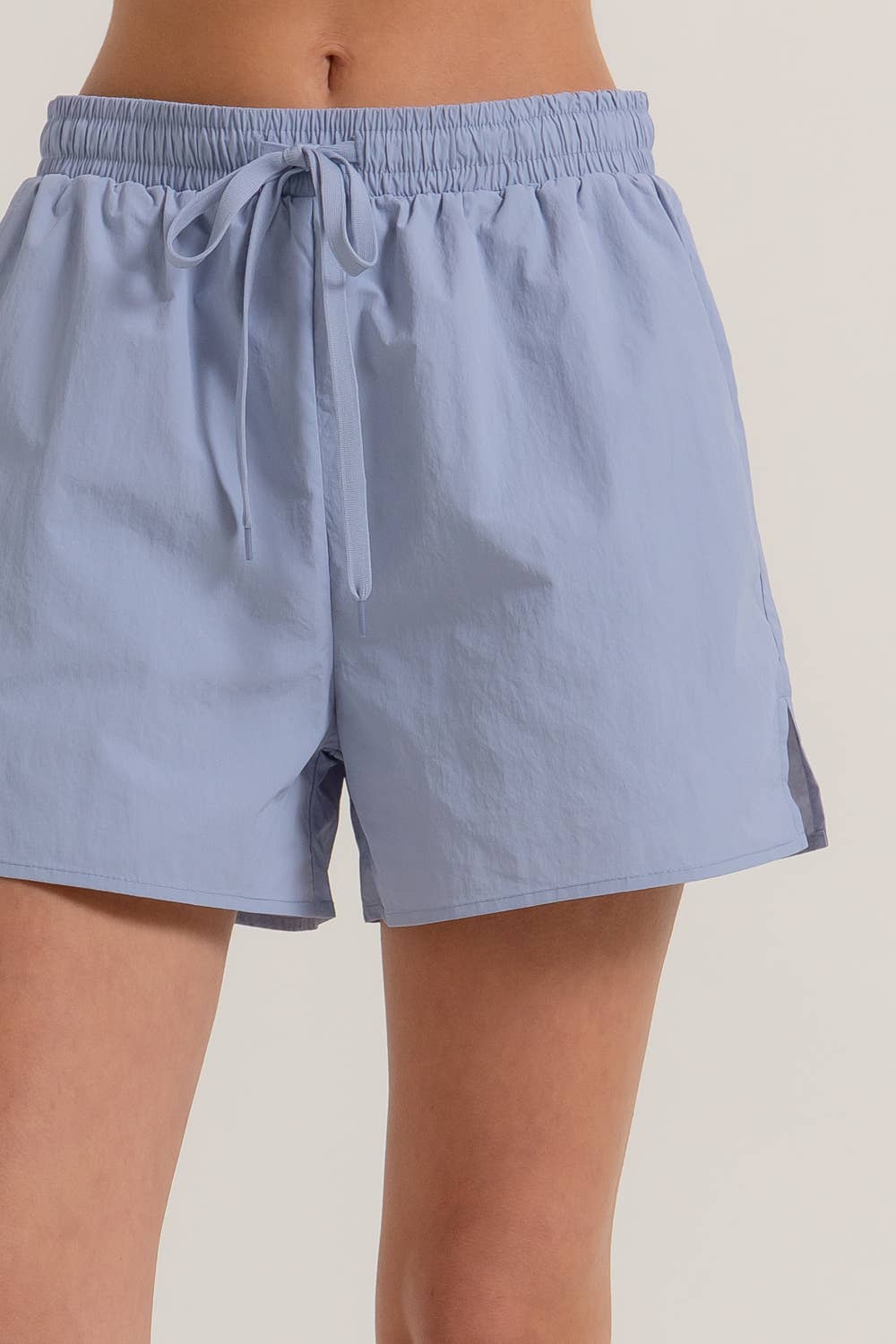 Active Basic | Active USA - Wholesale Athletic Shorts - Women's - Anorak Fabric Side Slit Workout Shorts5