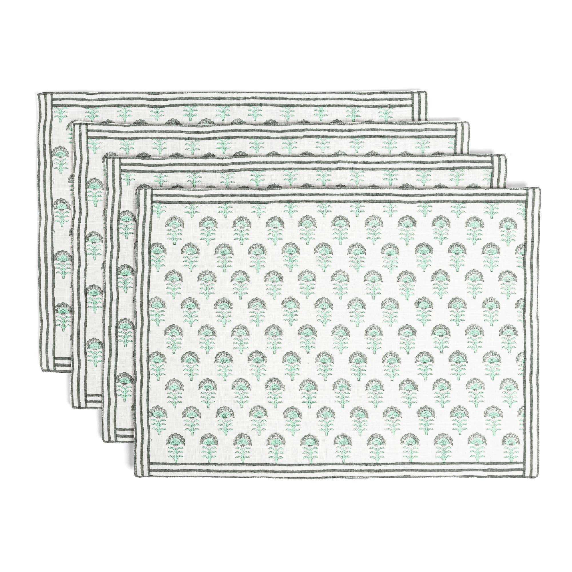 over&back - Wholesale Placemat - Artisan Hand-Blocked Placemats – 100% Cotton – Set of 418