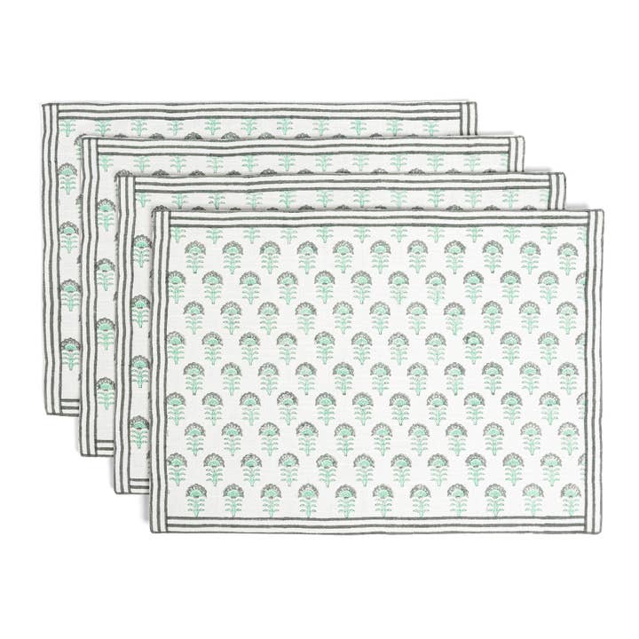 over&back - Wholesale Placemat - Artisan Hand-Blocked Placemats – 100% Cotton – Set of 418