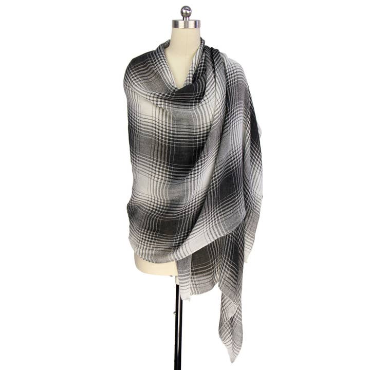 Veroma Gifts - Wholesale Scarf - Women's - Two Toned Faded Plaid Scarf2