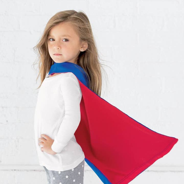 Kids Superhero Cape – Red and Blue Play Costume for wholesale by Daily Prints